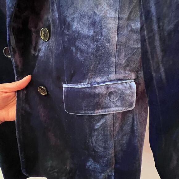 NWOT Talbots Navy Blue Velvet Velveteen Preppy Academia Women's Blazer Size 10P - Picture 8 of 12